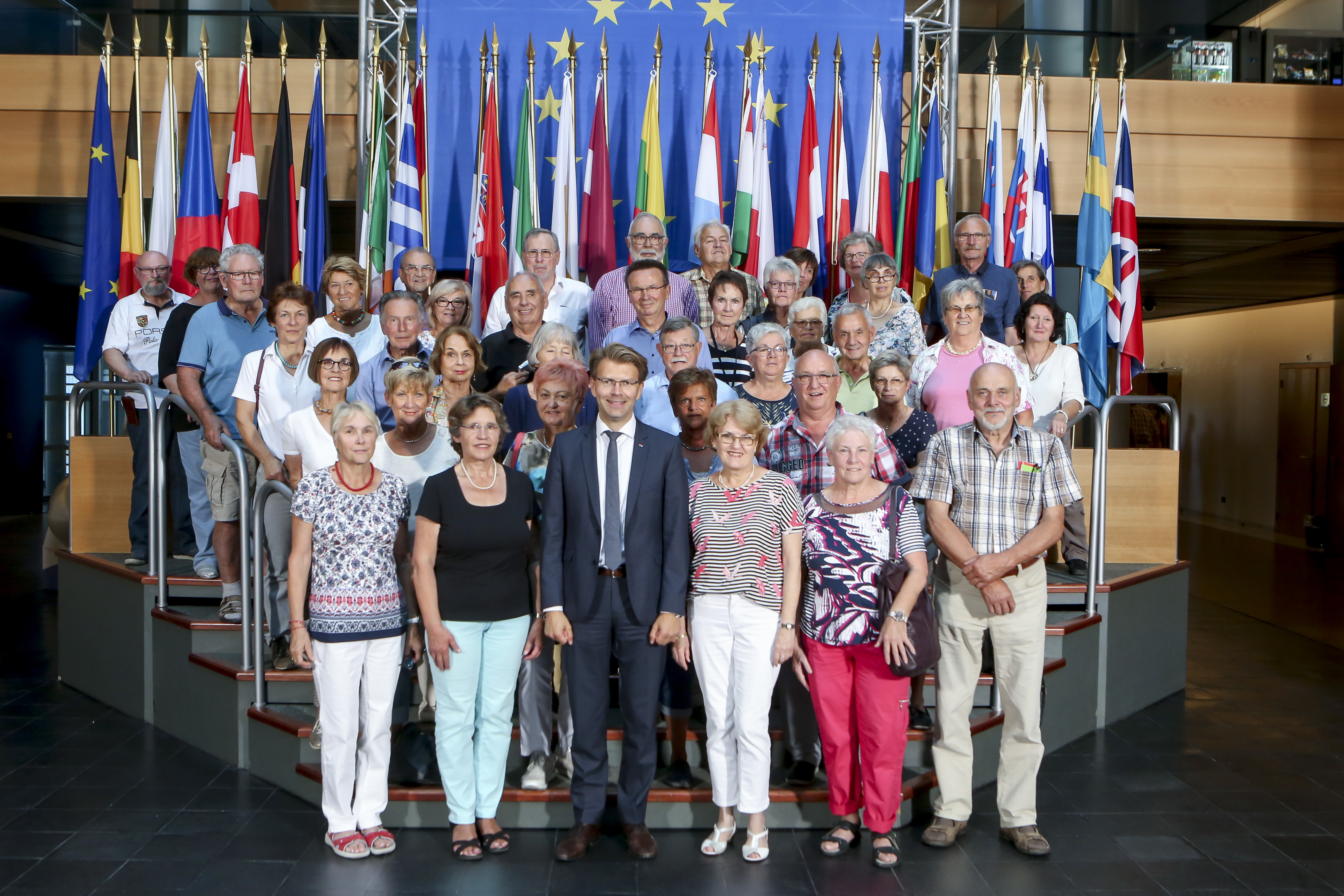 Die Gruppe zu Besuch beim Europaabgeordneten Daniel Caspary MdEP (CDU) im Europäischen Parlament in Straßburg (Copyright: Europäische Union 2018)
