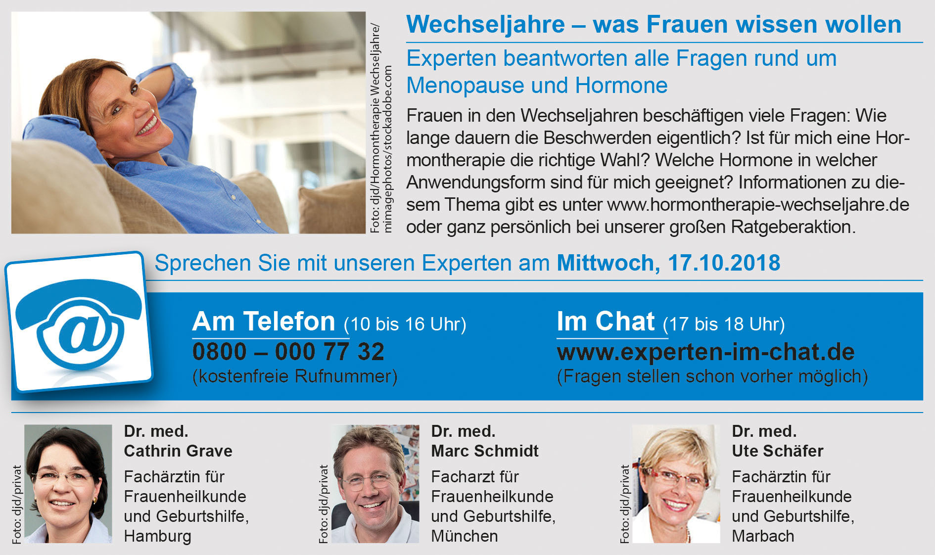 Experten beantworten alle Fragen rund um Menopause und Hormone.