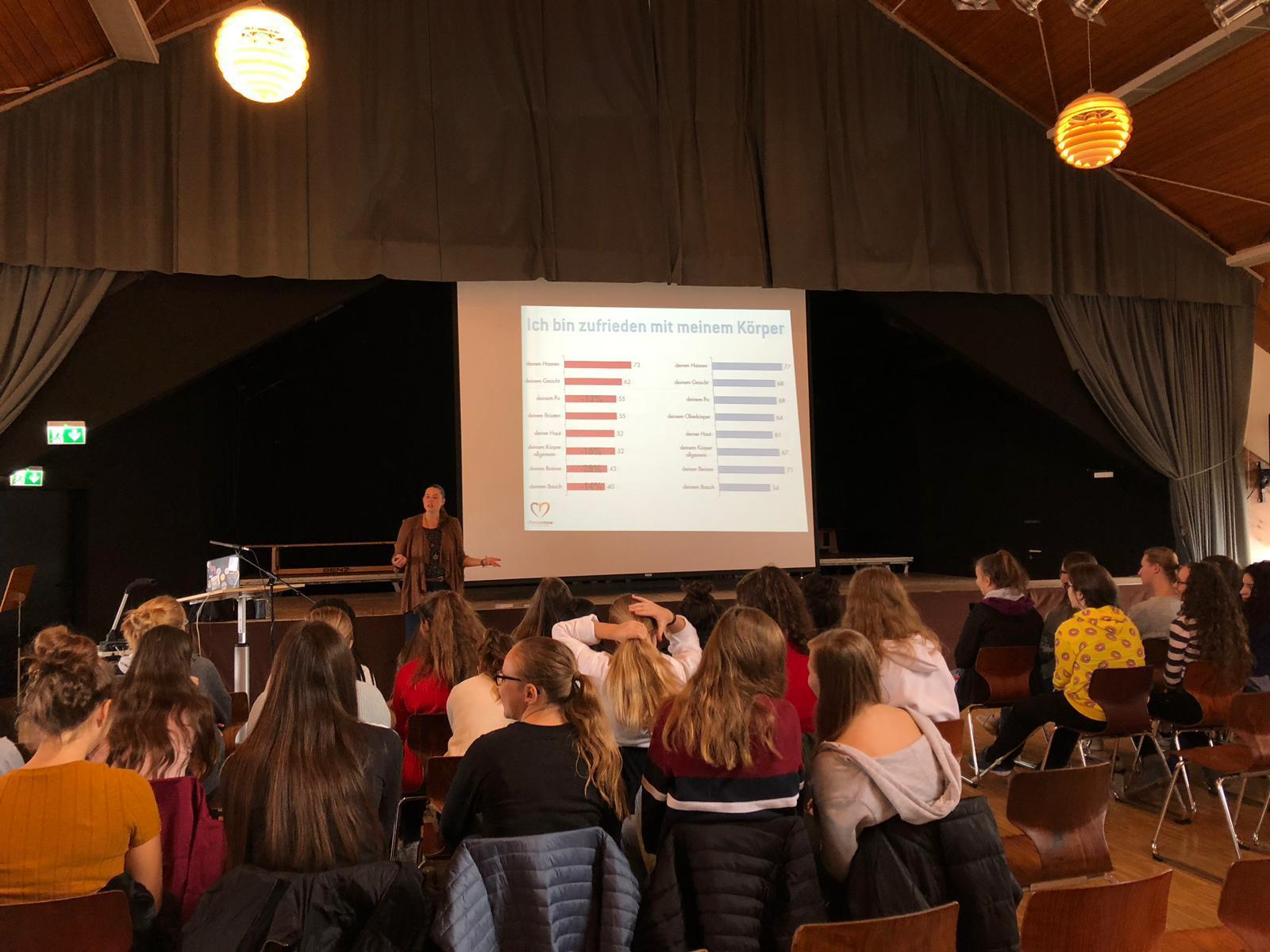 Über die Probleme mit Essstörungen sprach die ehemalige Teilnehmerin an der TV-Show "Germany ́s Next Topmodel", Kera Rachel Cook, am Melanchthon-Gymnasium Bretten.