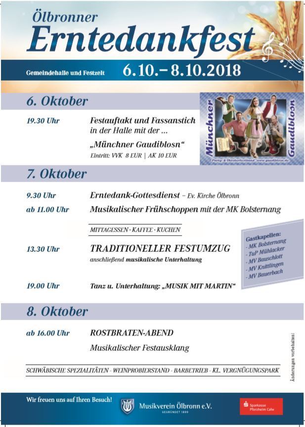 Das Erntedankfest hat Tradition in Ölbronn